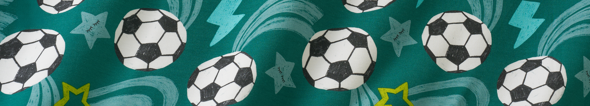 Green soccer stars fabric