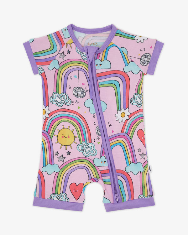Flat lay of the Disco Rainbows Shorty Zippy