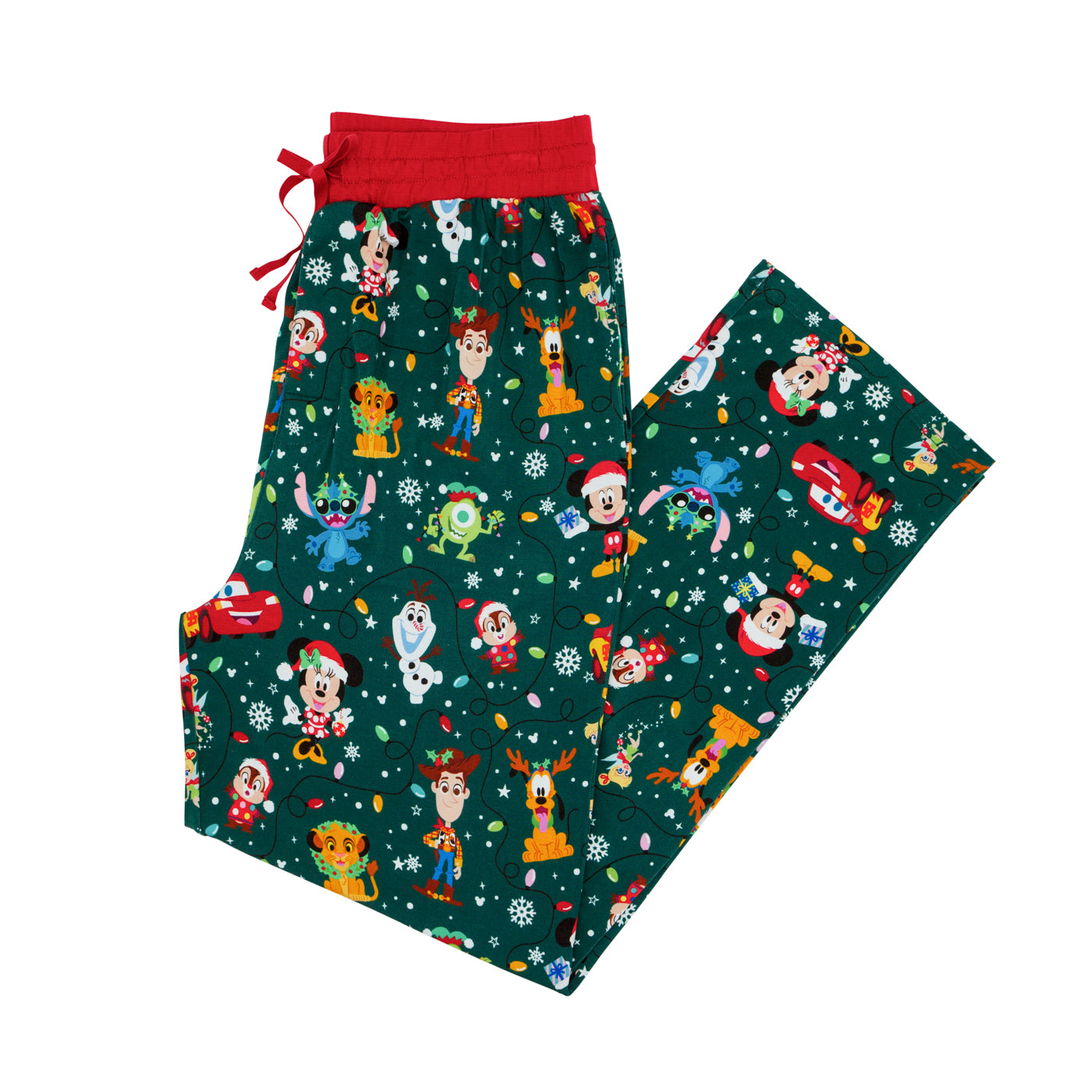 Flat lay image of Disney Christmas Party men's pajama pants