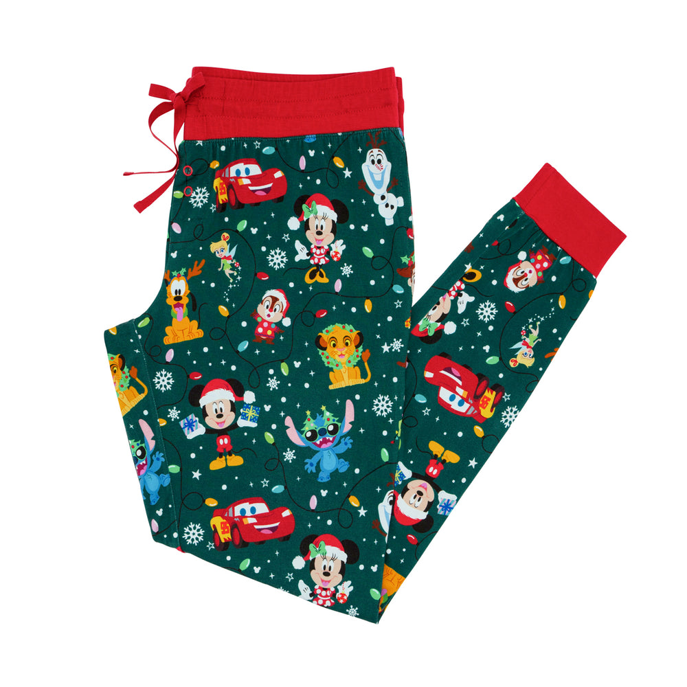 Flat lay image of Disney Christmas Party women's pajama pants