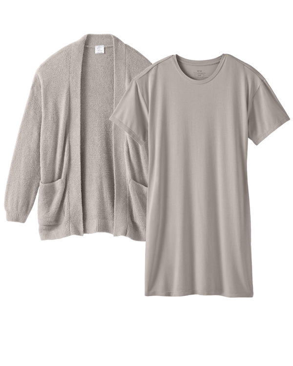 Dove Gray Women's Dreamy Lounge Cardigan and Dress outfit