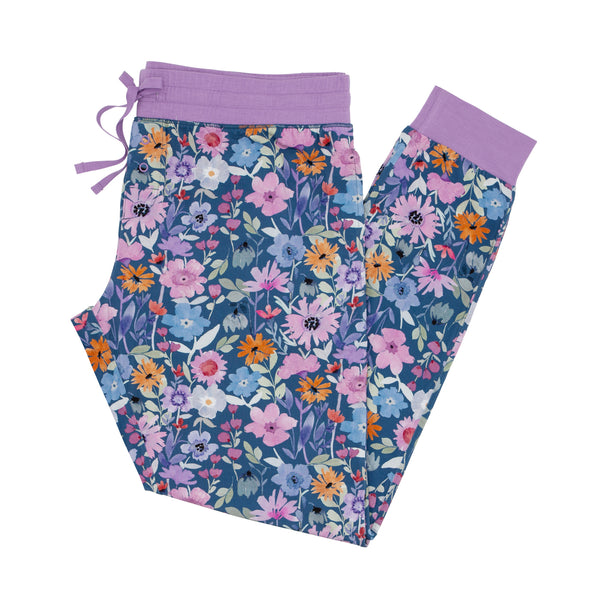 Flat lay image of Dusk Blooms women's pajama pants