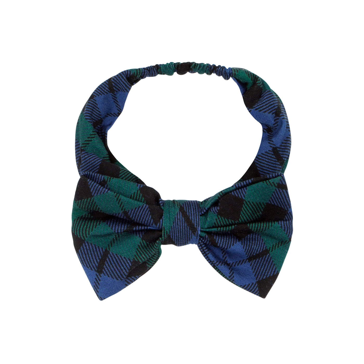 Alternate flat lay image of an Emerald Plaid luxe bow headband
