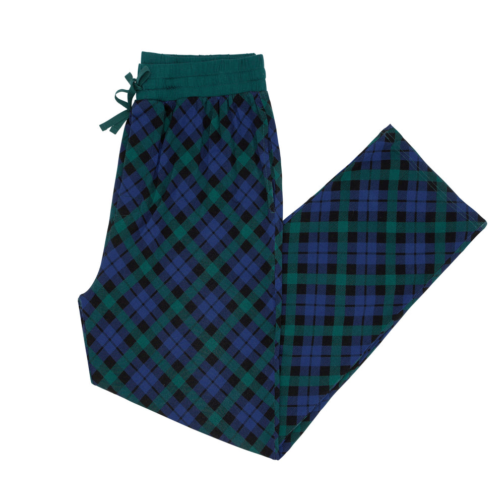 Flat lay image of Emerald Plaid men's pajama pants