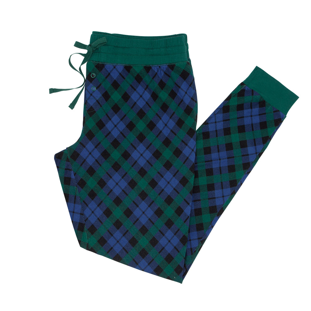 Flat lay image of Emerald Plaid women's pajama pants