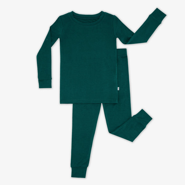 Flat lay image of the Emerald Two-Piece Pajama Set