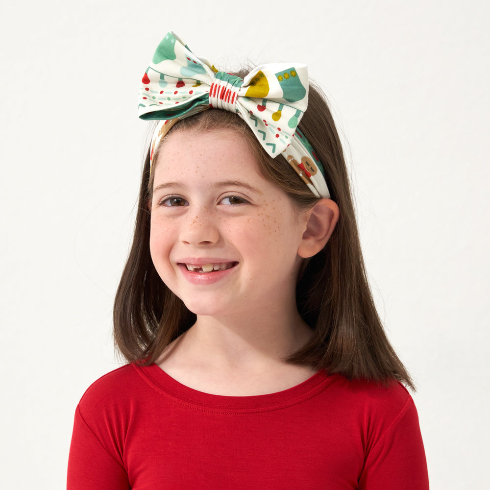 Alternate image of a child wearing a Fair Isle Luxe Bow Headband