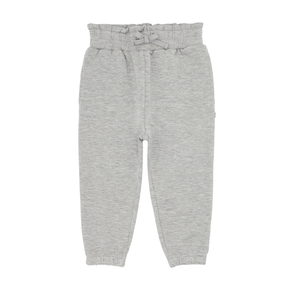 Flat lay image of Heather Gray paperbag joggers