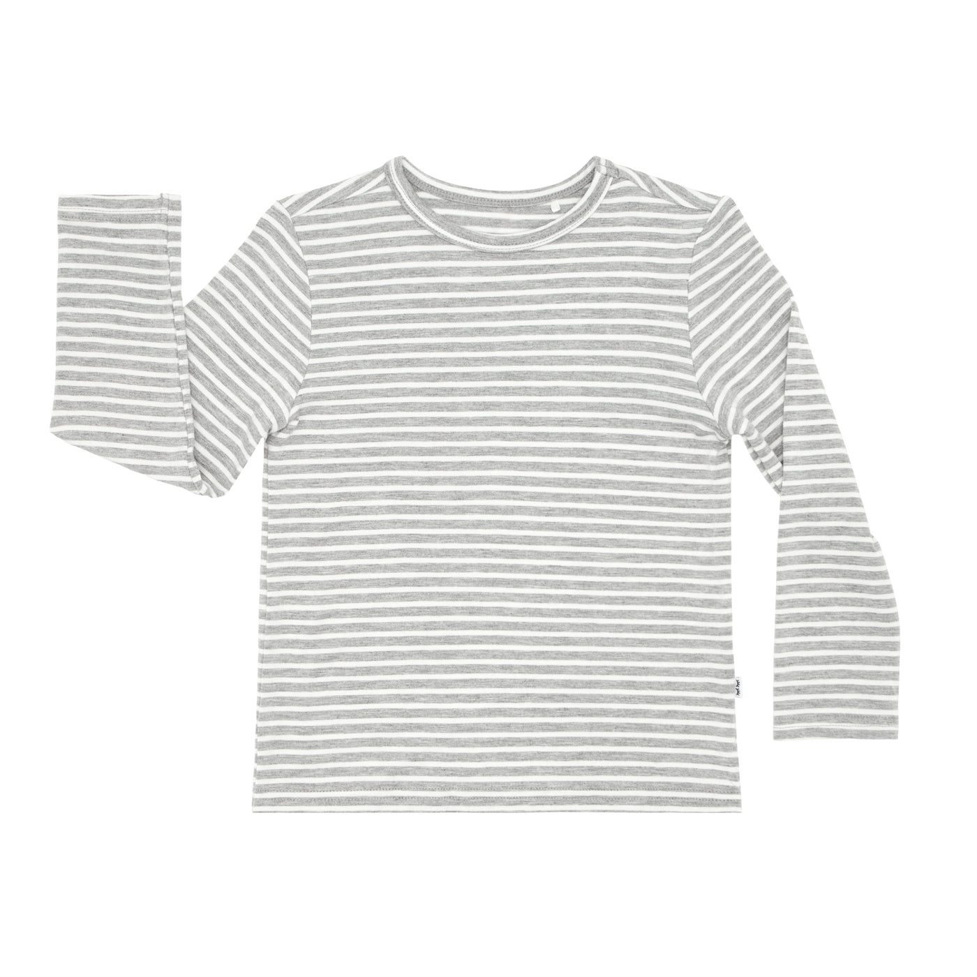 Flat lay image of a Heather Gray and Ivory Stripe classic tee