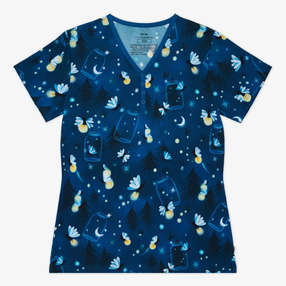Flat lay of the Firefly Glow Women's Short Sleeve Pajama Top