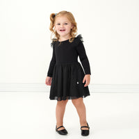 Alternate image of a child wearing a Black flutter tutu dress with bloomer