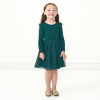 Alternate image of a child wearing an Emerald flutter tutu dress