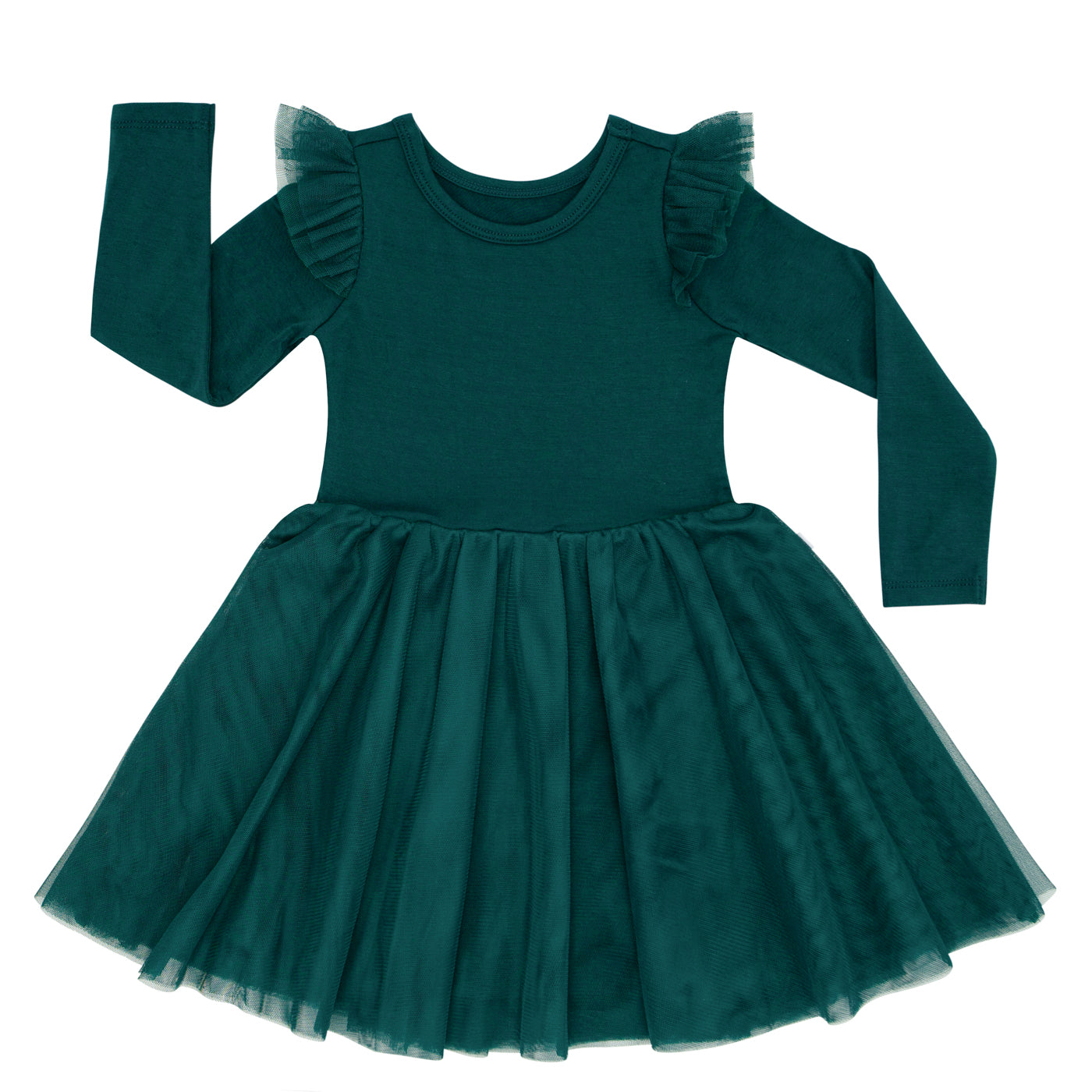 Flat lay image of Emerald flutter tutu dress