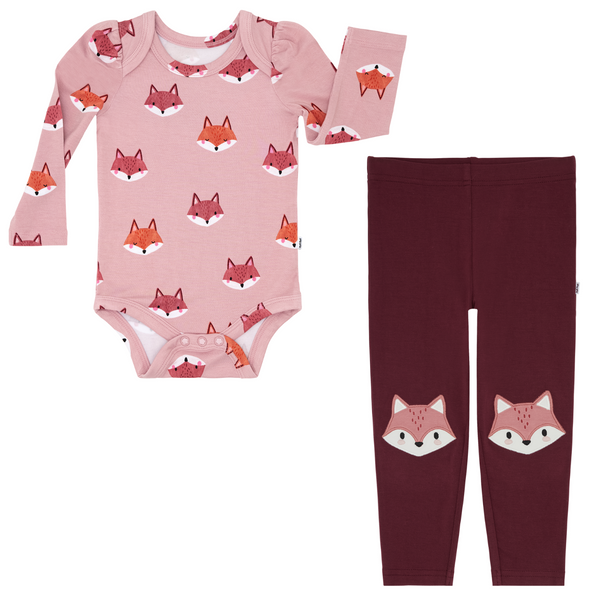 Fox Tracks Puff Sleeve Bodysuit and Fox Patch Legging
