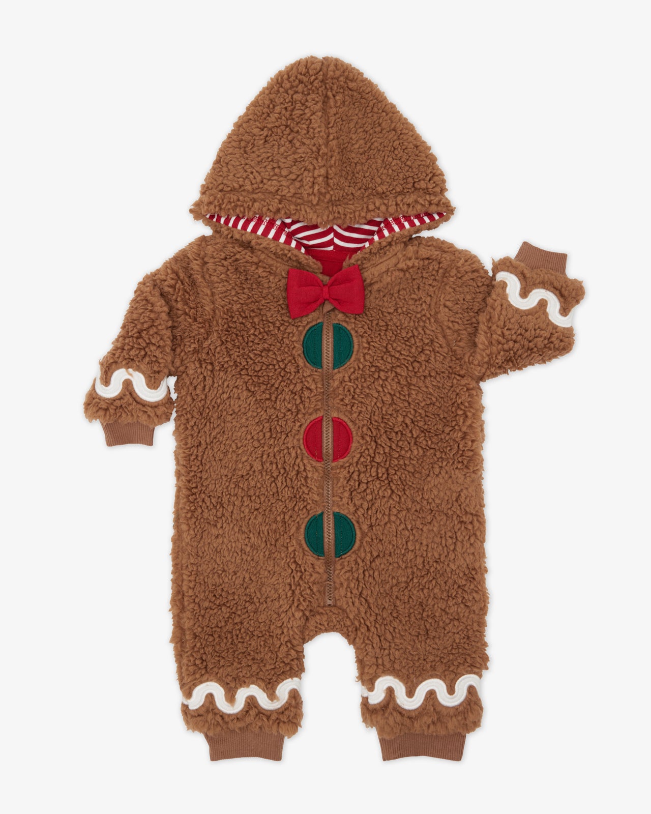 Flat lay of the Gingerbread Sherpa Romper