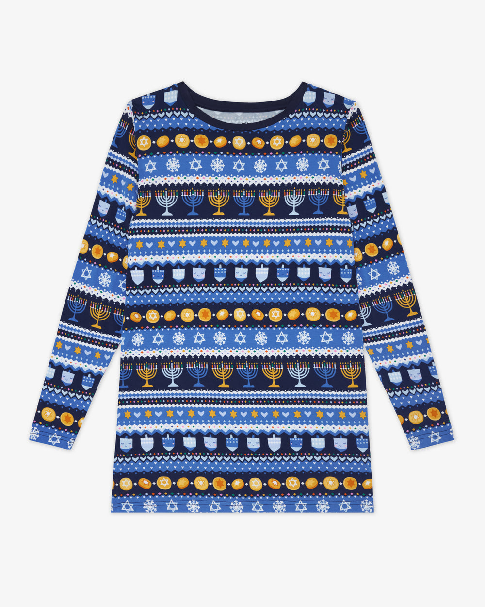 Flat lay of the Hanukkah Fair Isle Men's Long Sleeve Pajama Top