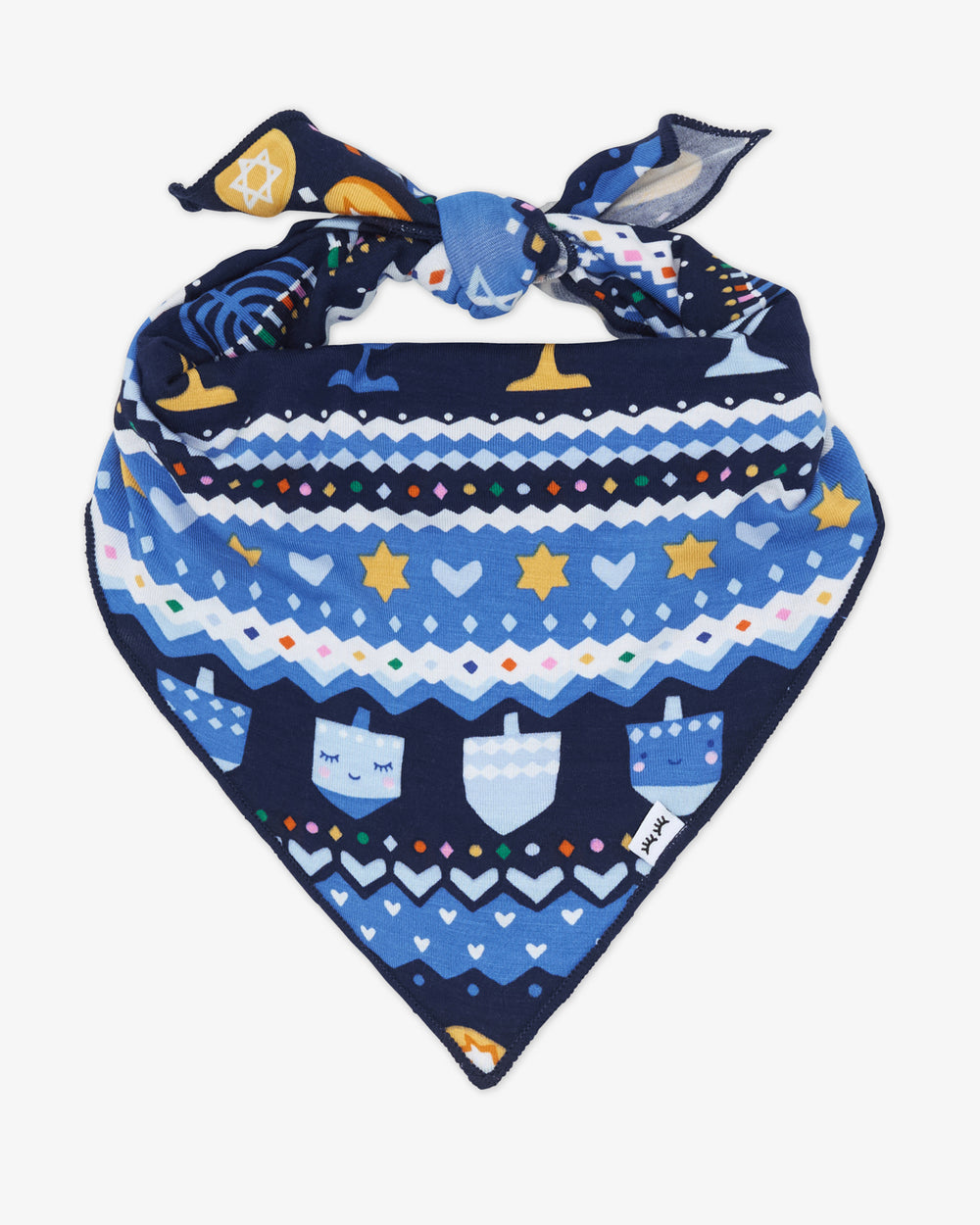 Flat lay of the Hanuakkah Fair Isle Pet Bandana