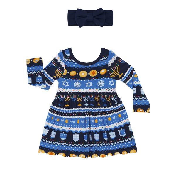 Hanukkah Fair Isle Dress with Bodysuit outfit