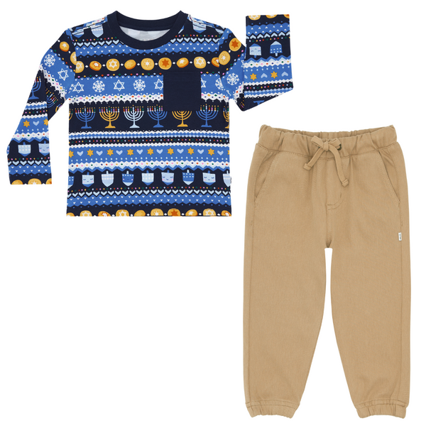 Hanukkah Fair Isle Relaxed Pocket Tee outfit