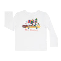 Flat lay image of a Happy Howlidays graphic tee