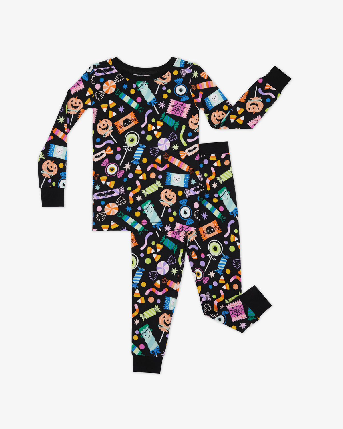 Flat lay of the Halloween Haul Two-Piece Pajama Set