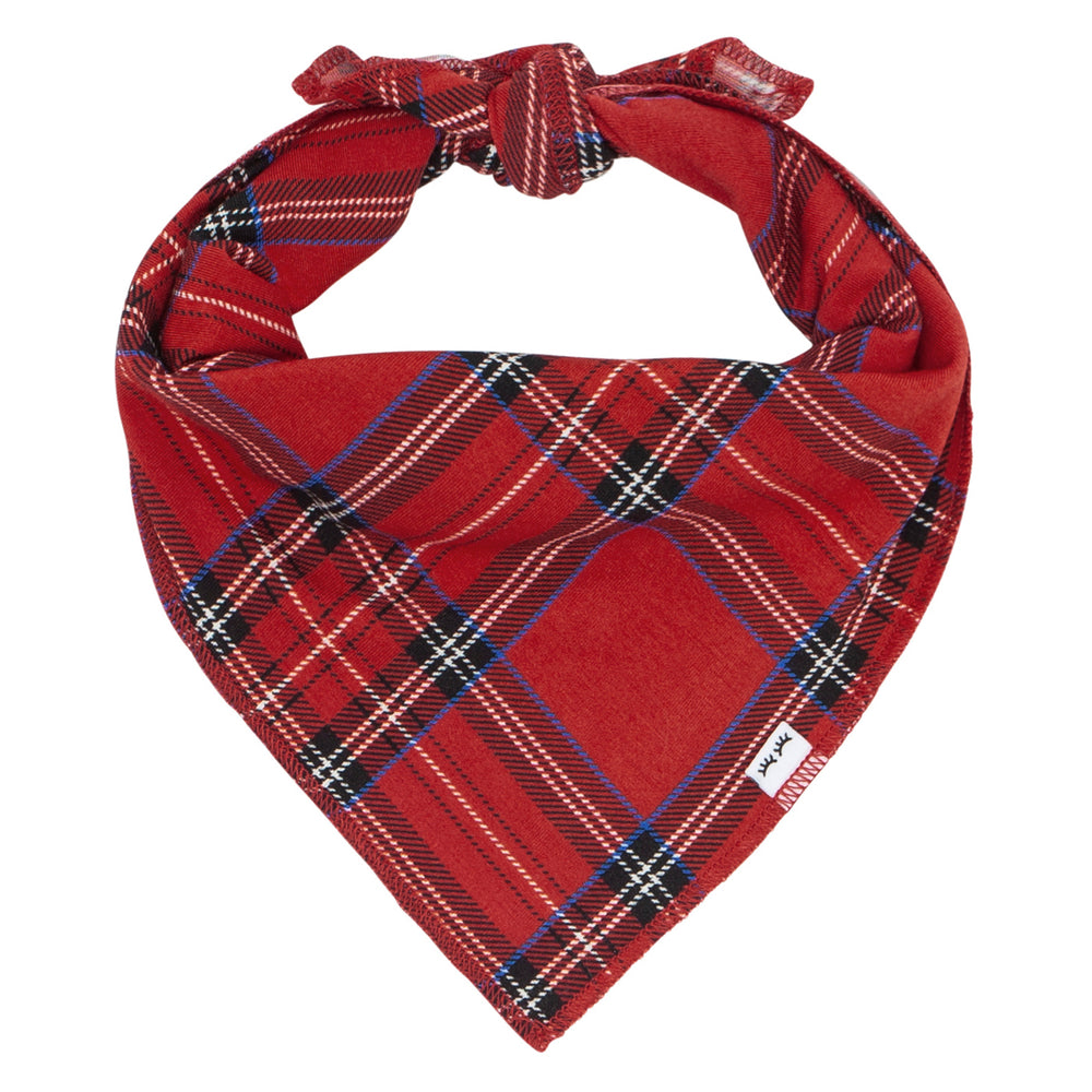 Flat lay image of a Holiday Plaid pet bandana