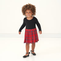 Alternate image of a child wearing a Holiday Plaid skater dress with bodysuit