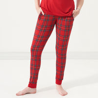 Alternate close up image of a woman wearing a Holiday Plaid women's pajama pants