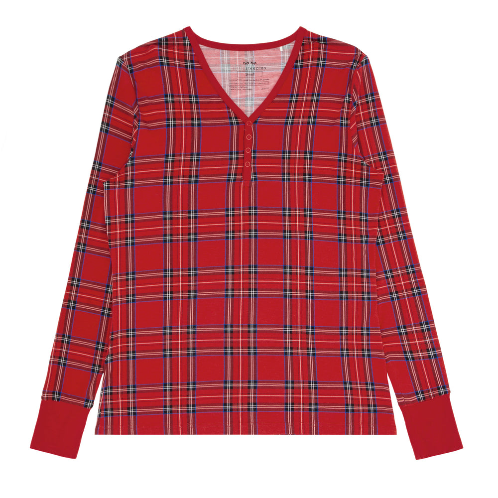 Flat lay image of a Holiday Red women's pajama top