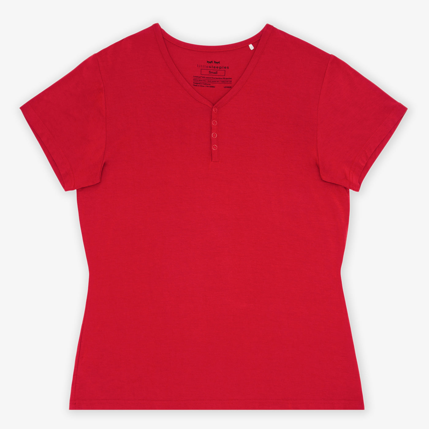 Flat lay image of the Holiday Red Women's Short Sleeve Pajama Top