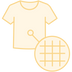 Outline of a t-shirt with a close-up of a grid pattern on a white background