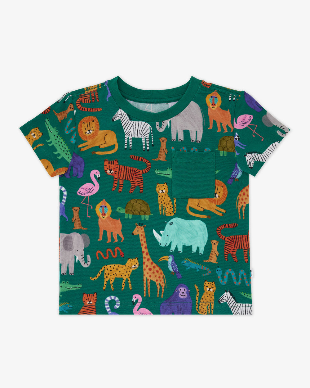 Flat lay of the Wild Zoo Relaxed Pocket Tee