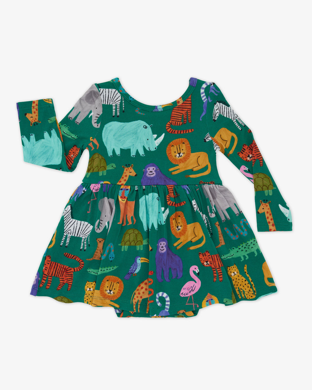 Flat lay of the Wild Zoo Skater Dress with Bodysuit