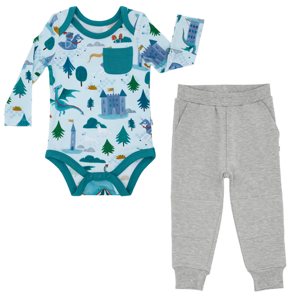 Knight's Quest Pocket Bodysuit and Heather Gray Jogger