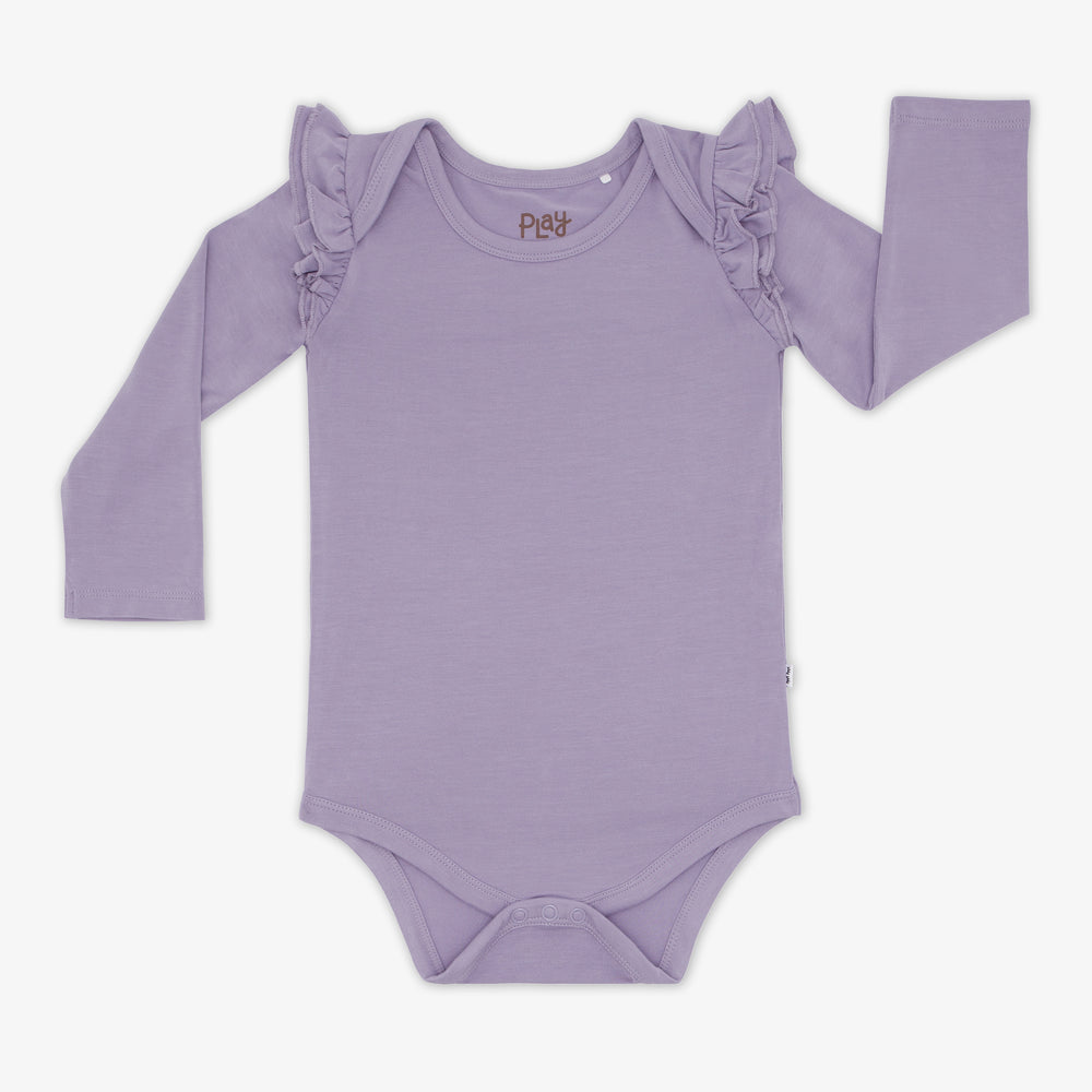 Flat lay image of the Dusty Lavender Flutter Bodysuit