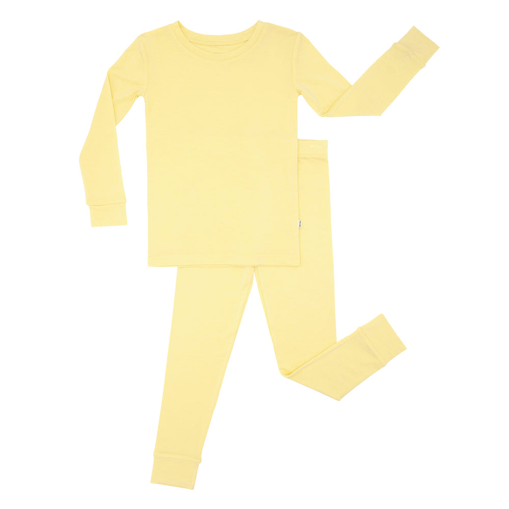 Flat lay image of a Lemon Twist two piece pajama set