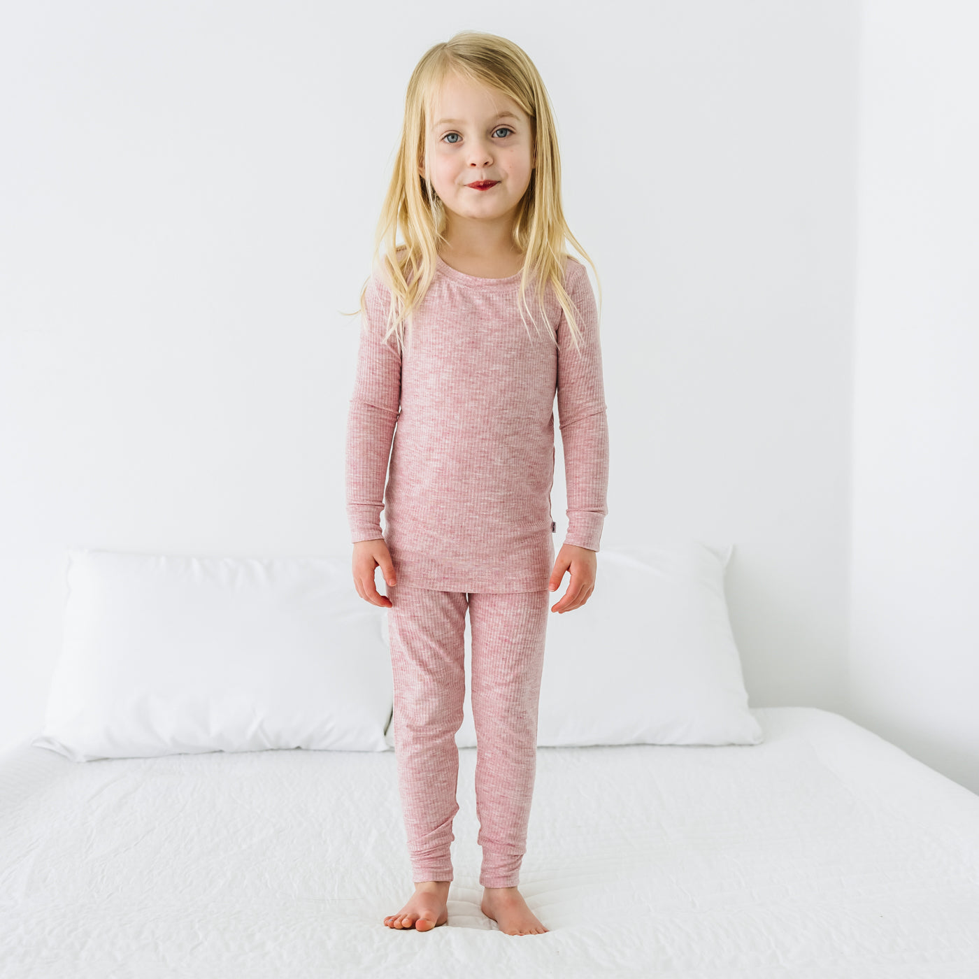 LS/P PJ Set - Heather Mauve Ribbed Two-Piece Pajama Set
