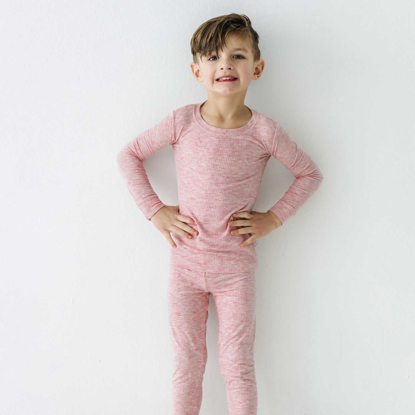 LS/P PJ Set - Heather Mauve Ribbed Two-Piece Pajama Set