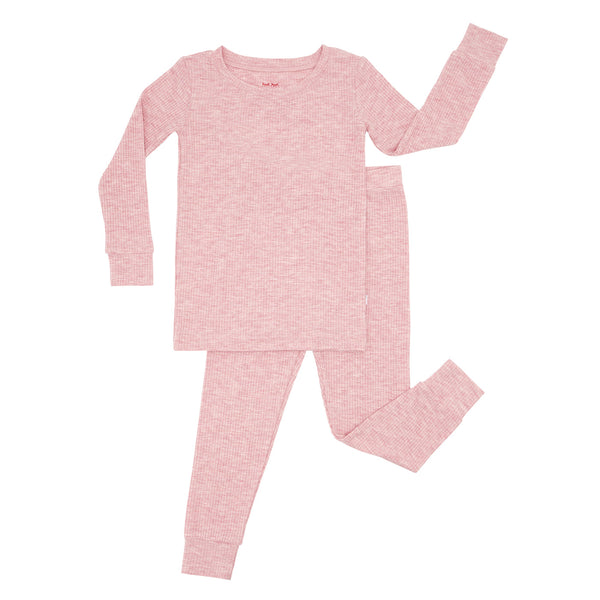 LS/P PJ Set - Heather Mauve Ribbed Two-Piece Pajama Set