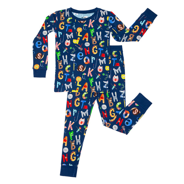 LS/P PJ Set - Navy Alphabet Friends Two-Piece Pajama Set