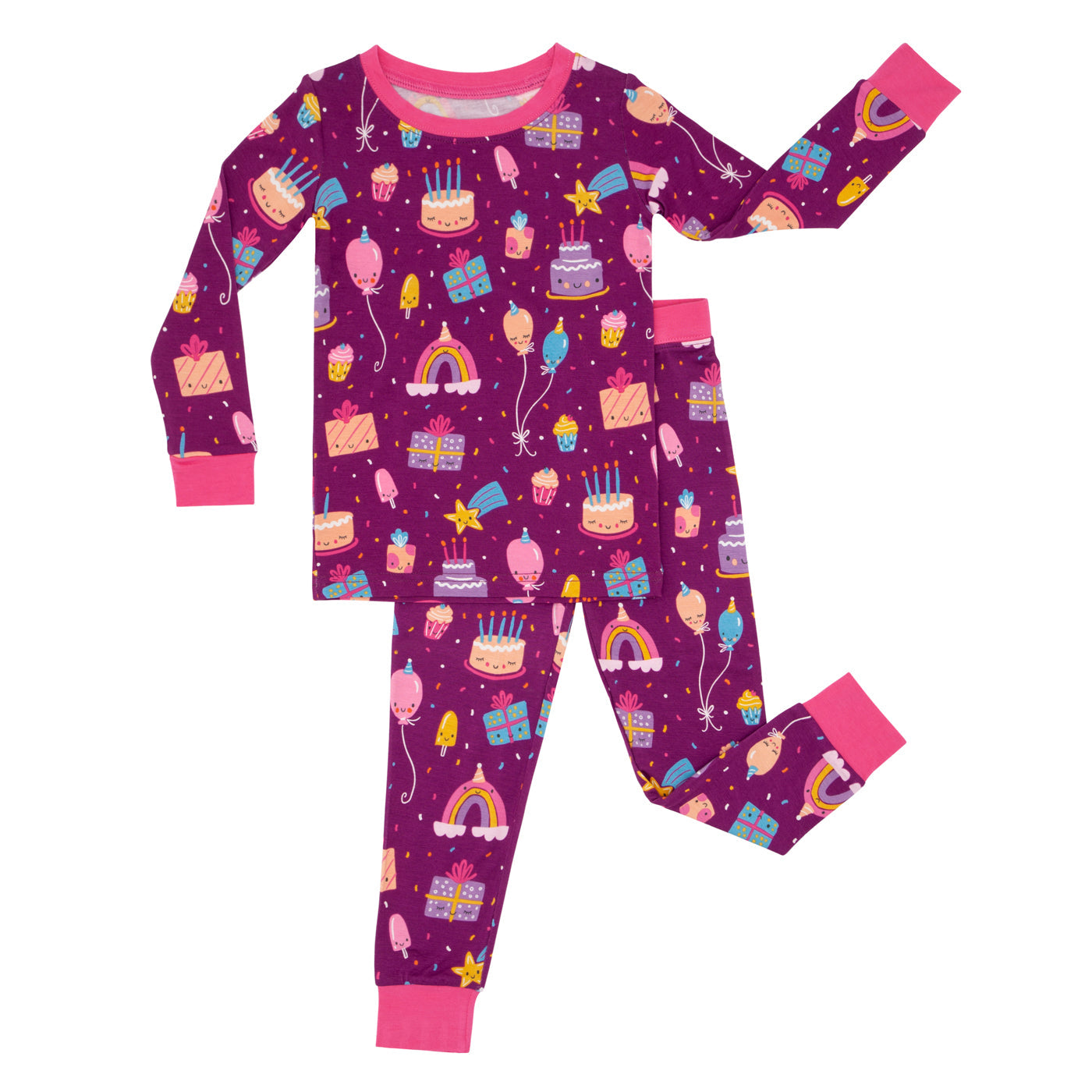 Purple Birthday Wishes Two-Piece Pajama Set - Little Sleepies