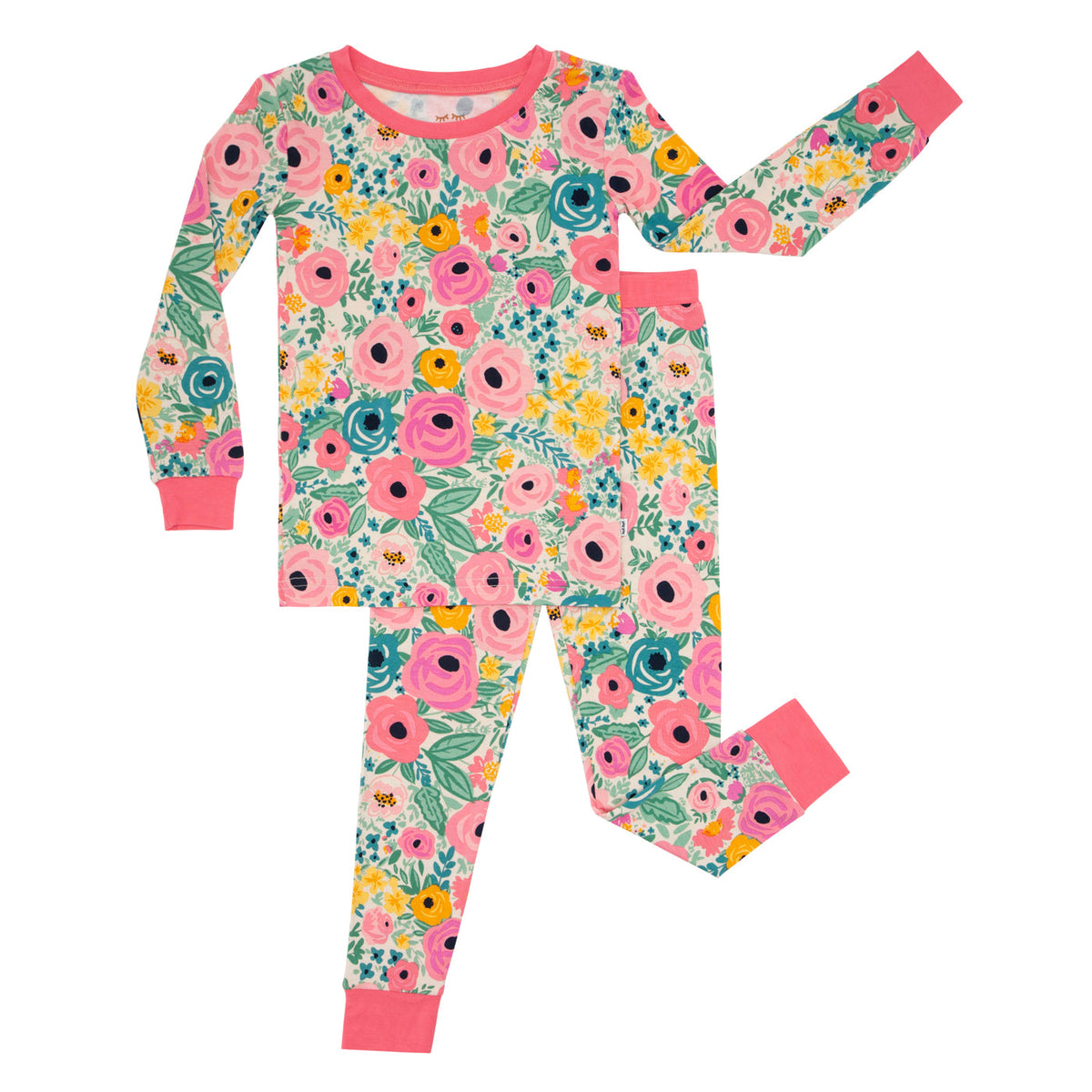 Flat lay of the Secret Garden Two-Piece Pajama Set