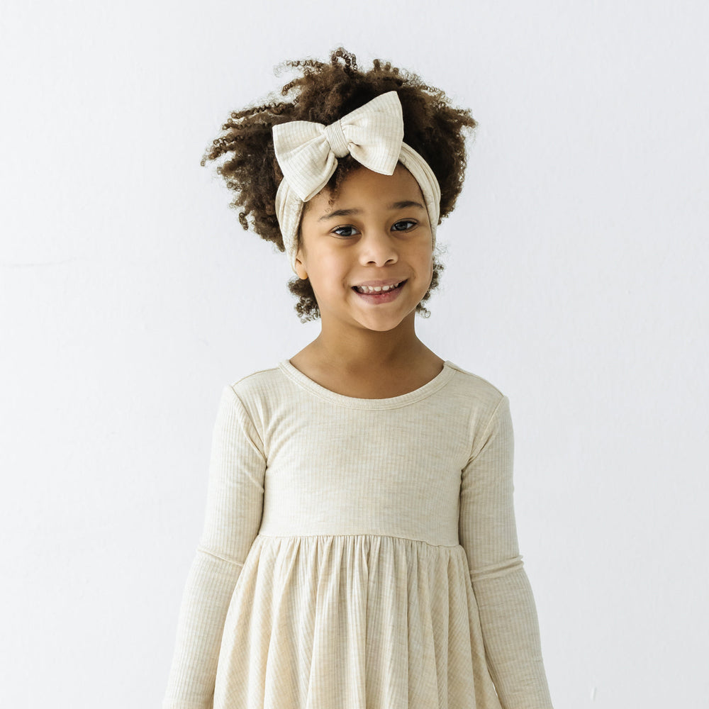 Luxe Bow - Heather Oatmeal Ribbed Luxe Bow Headband