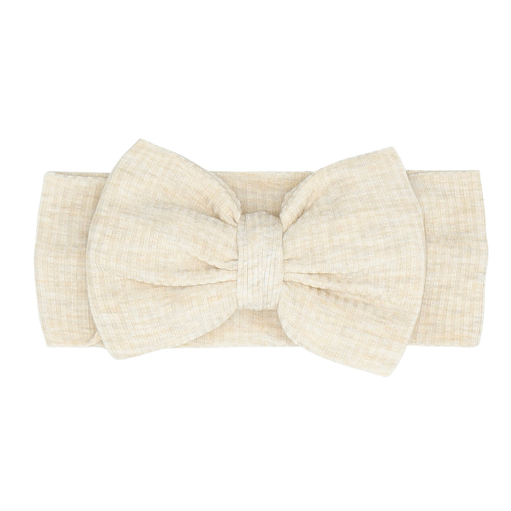 Luxe Bow - Heather Oatmeal Ribbed Luxe Bow Headband