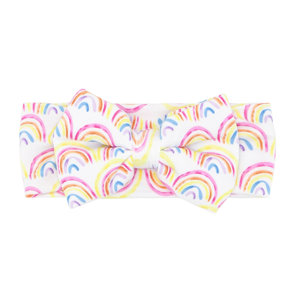 Click to see full screen - Luxe Bow - Pastel Rainbows Luxe Bow Headband