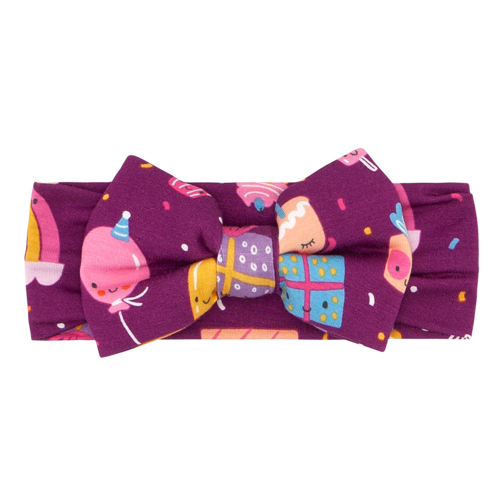 Click to see full screen - Luxe Bow - Purple Birthday Wishes Luxe Bow Headband