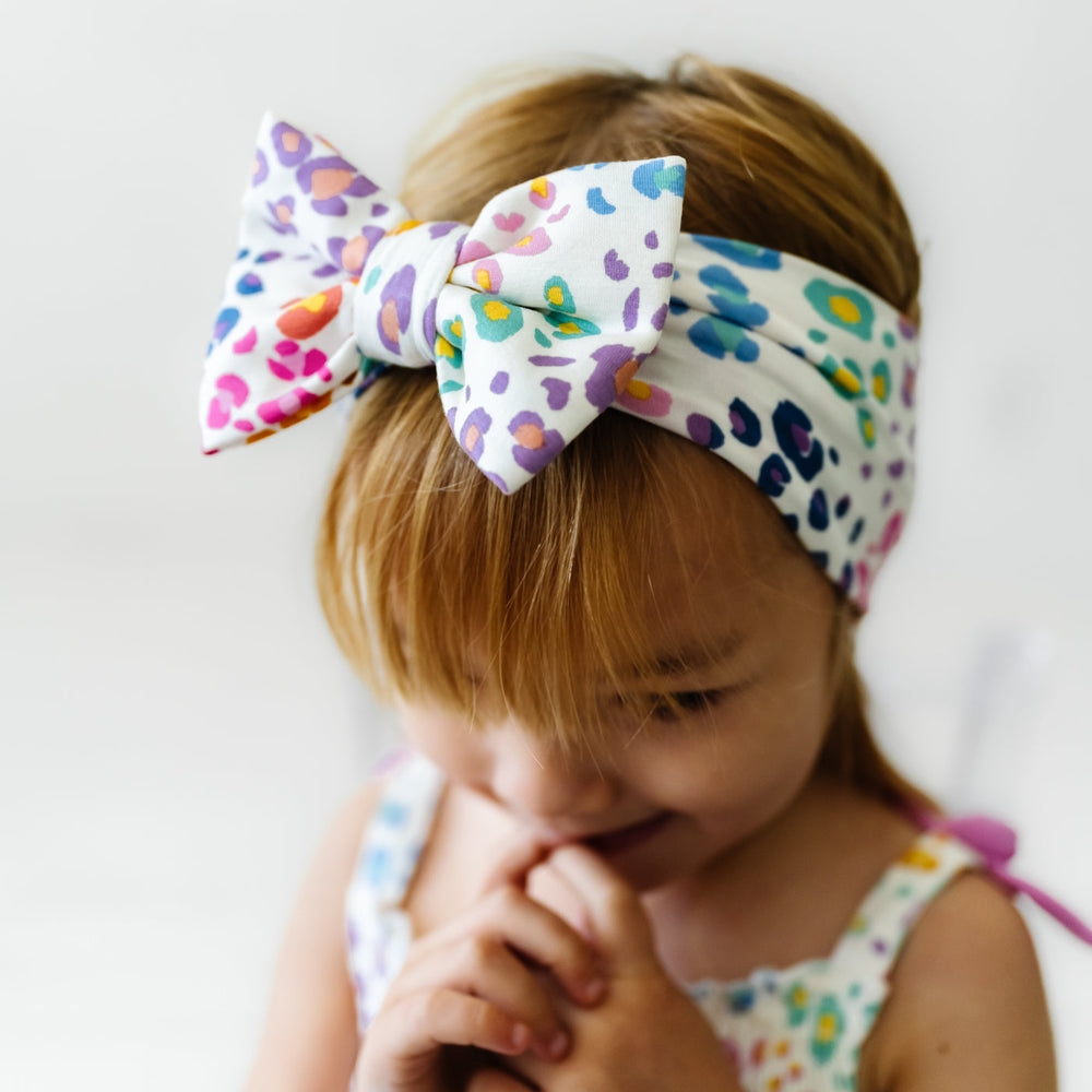 Click to see full screen - Luxe Bow - Rainbow Leopard Luxe Bow Headband