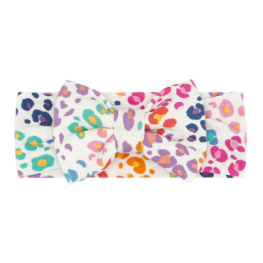 Click to see full screen - Luxe Bow - Rainbow Leopard Luxe Bow Headband