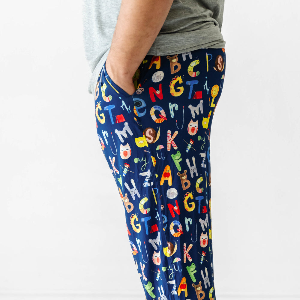 Click to see full screen - Men's PJ Pants - Navy Alphabet Friends Men's Pajama Pants