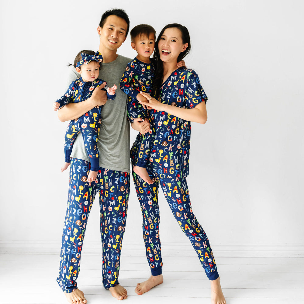 Click to see full screen - Men's PJ Pants - Navy Alphabet Friends Men's Pajama Pants